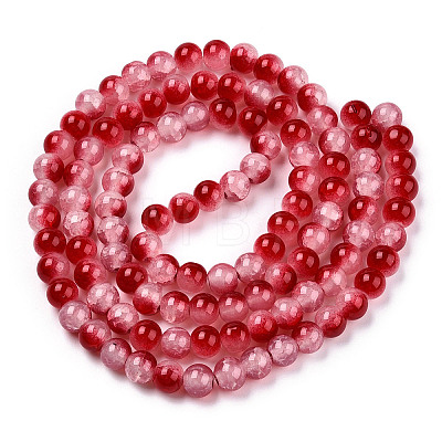 Crackle Baking Painted Imitation Jade Glass Beads Strands DGLA-T003-6mm-11-1