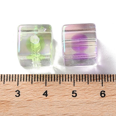 UV Plating Iridescent Transparent Acrylic Beads OACR-H112-09A-1