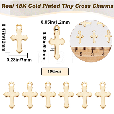 100Pcs 304 Stainless Steel Tiny Cross Charms STAS-BBC0002-71-1