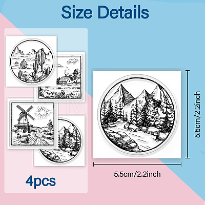 4Pcs 4 Styles PVC Stamp DIY-WH0487-0030-1