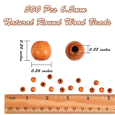 500Pcs Natural Pecan Wood Beads WOOD-SZ0001-20A-1