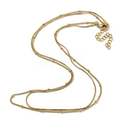 304 Stainless Steel Double-Layer Necklace LS-NJEW-Q321-01G-1