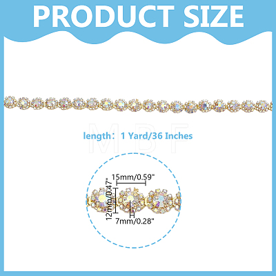 1Yard Floral Alloy & Rhinestone Hotfix Resin Rhinestone AJEW-HY0003-61-1