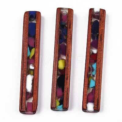 Transparent Resin & Wood Pendants RESI-N039-08-1