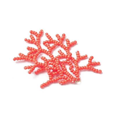 2Pcs 2 Colors Handmade Glass Seed Beaded Coral Pendants PALLOY-MZ00765-1