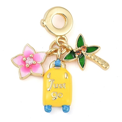 Rack Plating Brass Cubic Zirconia Summer European Dangle Charms X-KK-P287-01B-G-1