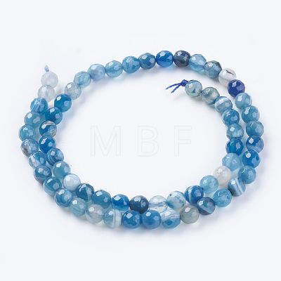 Natural Stripe Agate Beads Strands G-G581-6mm-05-1