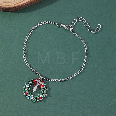 Christmas Wreath & Christmas Bell Alloy Charm Bracelets WG06691-05-1