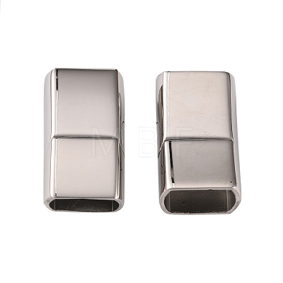 Tarnish Resistant Rectangle 304 Stainless Steel Magnetic Clasps with Glue-in Ends STAS-I037-22-1