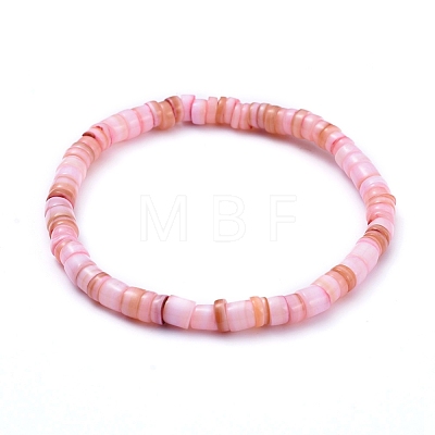 Natural Shell Stretch Beaded Bracelets BJEW-JB05183-1