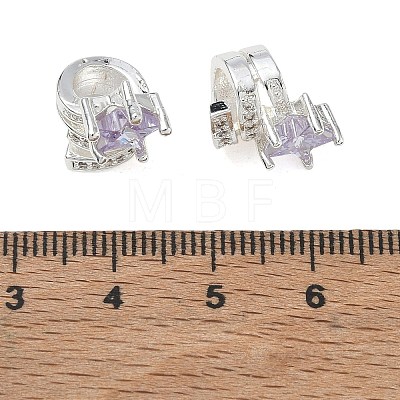 Brass Micro Pave Cubic Zirconia European Beads CU-CBAB0CF-08S-01-1