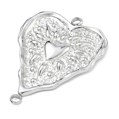 304 Stainless Steel Textured Heart Links Connector Charms STAS-F340-05P-1