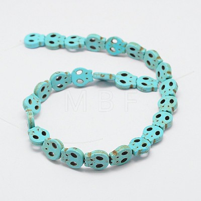 Skull Synthetic Turquoise Beads Strands TURQ-I023-15x13mm-05-1