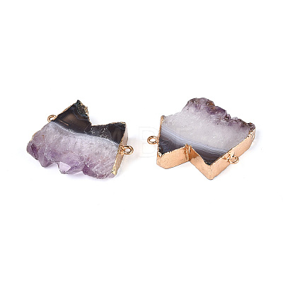 Natural Druzy Agate M Shape Link/Connector Charms G-T144-65-1