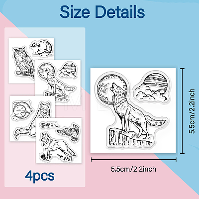 4Pcs 4 Styles PVC Stamp DIY-WH0487-0035-1