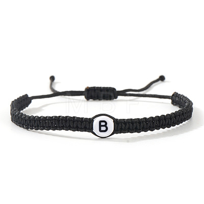 Flat Round with Letter Pattern Resin Beads Braided Bead Bracelets FS-WG43323-02-1