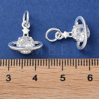 Rack Plating Brass Micro Pave Clear Cubic Zirconia Charms KK-D097-03S-1