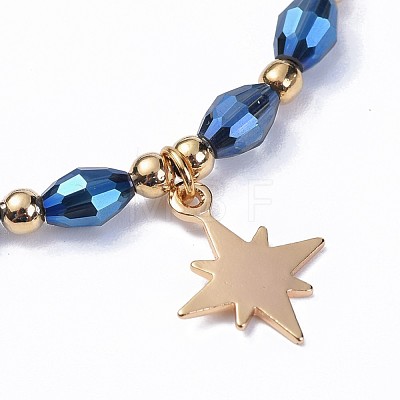 Electroplate Glass Braided Beads Bracelets BJEW-JB04307-06-1