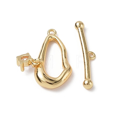Brass Pave Clear Cubic Zirconia Toggle Clasps KK-P223-45G-1