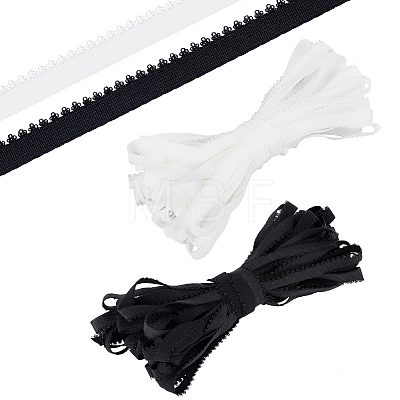25M 2 Colors Flat Polyester Elastic Cord with Flower Edge OCOR-BC0006-90-1