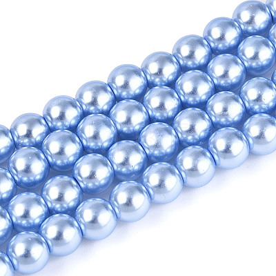 Baking Paint Pearlized Glass Pearl Round Bead Strands HY-Q330-8mm-24-1