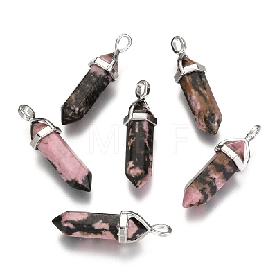 Natural Rhodonite Double Terminated Pointed Pendants G-F295-05D-1