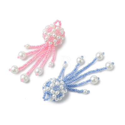 Glass Seed Beads & Glass Pearl Pendants PALLOY-MZ01336-1