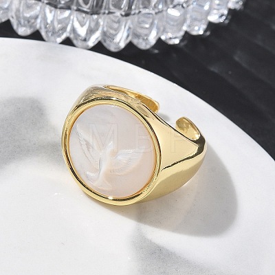Brass & White Shell Cuff Open Rings KK-CBA56EF-42D-G-1