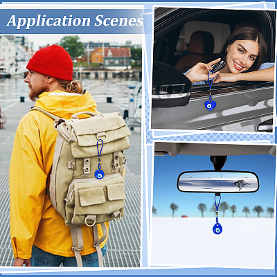 6Pcs 3 Styles Handmade Lampwork Evil Eye Car Rearview Mirror Pendant Decorations HJEW-ME00111-1