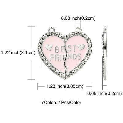 7 Sets 7 Colors Alloy Enamel Split Pendant ENAM-FS0001-71-1