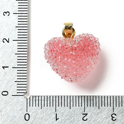 Transparent Resin Dotted Rhinetone Pendants RESI-N040-01G-05-RS-1