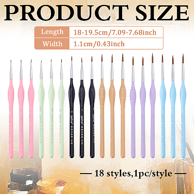 18Pcs Plastic Micro Detail Paint Brush AJEW-WH0696-658-1
