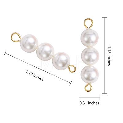 10Pcs Triple Shell Pearl Round Beaded Connector Charms PALLOY-SW00003-10-1