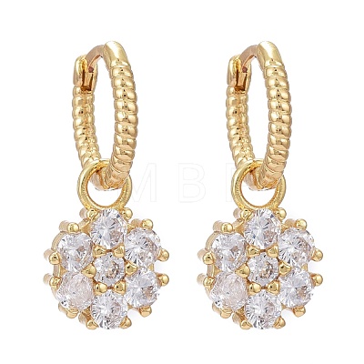 Brass Micro Pave Cubic Zirconia Huggie Hoop Earrings EJEW-K083-25G-B-1