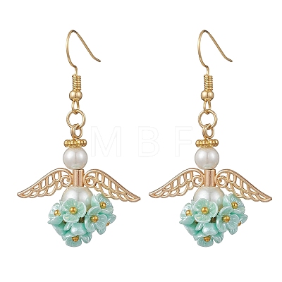 Resin Imitation Pearl Angel Dangle Earrings EJEW-JE06729-1