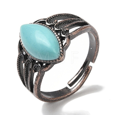 Synthetic Turquoise Horse Eye Adjustable Rings RJEW-K271-05R-11-1