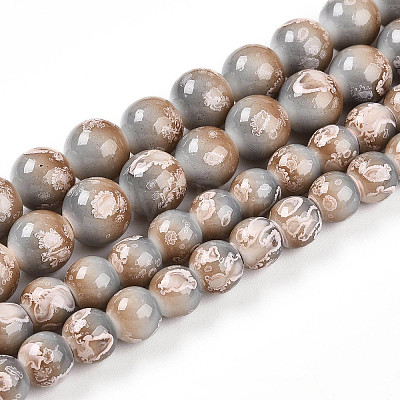 Baking Paint Glass Beads Strands DGLA-N008-8mm-08-1