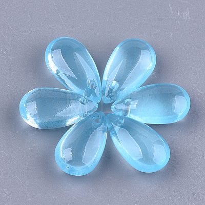 Transparent Spray Painted Glass Charms GLAA-S183-03C-1