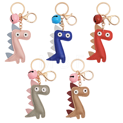 5Pcs 5 Colors Cartoon Cute Bell Dinosaur Keychain KEYC-CA0001-50-1