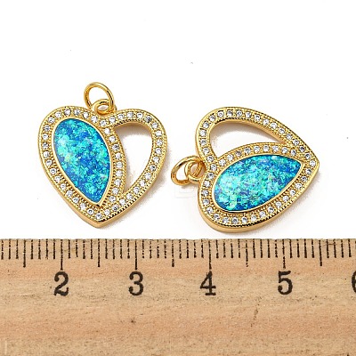 Valentine's Day Brass Micro Pave Cubic Zirconia with Synthetic Opal Pendants KK-D096-02E-G-1