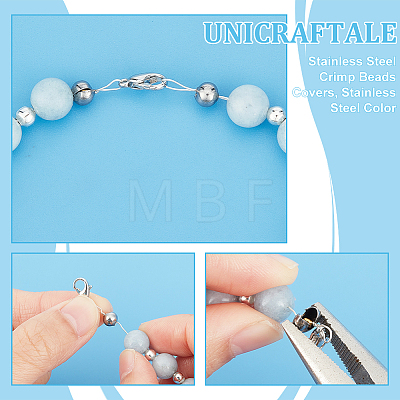 Unicraftale 200Pcs 304 Stainless Steel Crimp Beads Covers STAS-UN0055-99-1