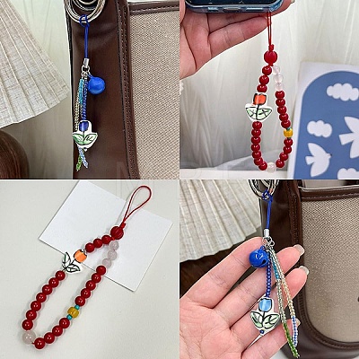 11Pcs 11 Colors Handmade Porcelain Bright Glazed Beads PORC-YW0001-86-1