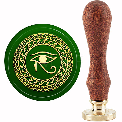 Brass Wax Seal Stamp with Handle AJEW-WH0184-0588-1