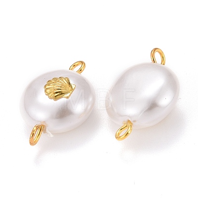 Eco-Friendly Plastic Imitation Pearl Beads Link Connectors PALLOY-JF00654-1