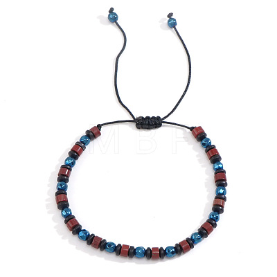 Natural Gemstone & Synthetic Non-magnetic Hematite Beads Braided Bead Bracelets YO1115-6-1