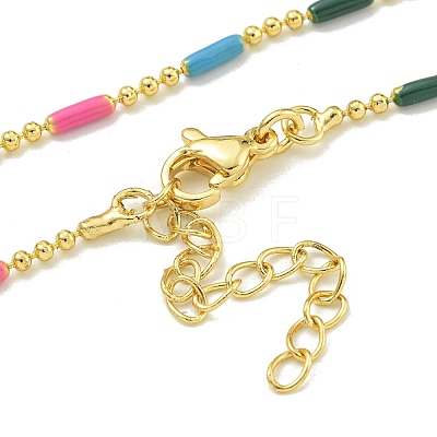 Brass Enamel Column Link Chain Necklaces NJEW-H039-02A-03G-1