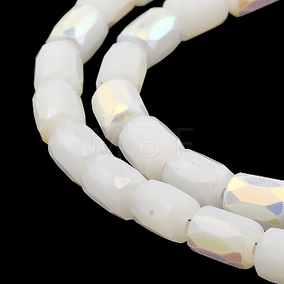 Frosted Imitation Jade Glass Beads Strands GLAA-P058-07B-09-1