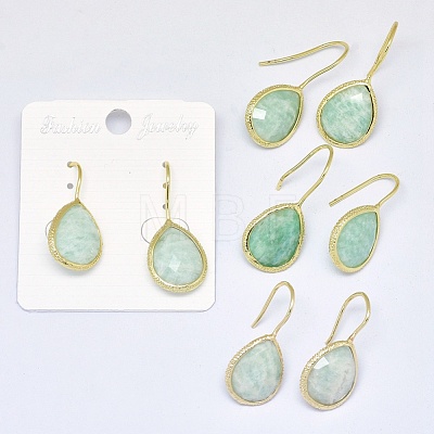 Natural Amazonite Dangle Earrings EJEW-L228-01D-1