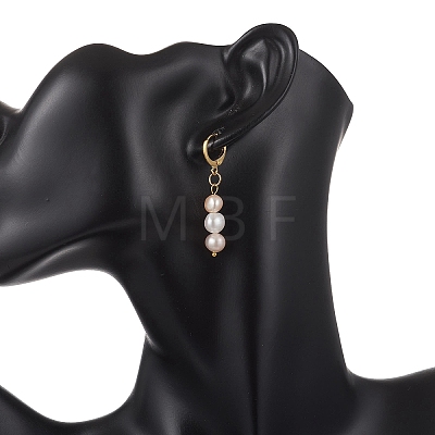 Round Natural Cultured Freshwater Pearl Leverback Earrings EJEW-JE06971-1