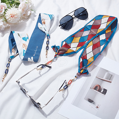 2Pcs 2 Colors Polyester & Acrylic Eyeglasses Chains AJEW-SP0006-02A-1